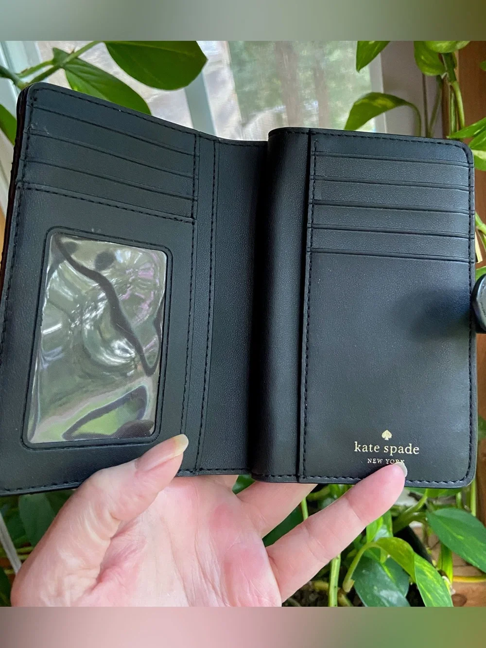 Kate Spade Carey Quilted Leather Medium Compact Bifold Wallet - Black Clean Girl